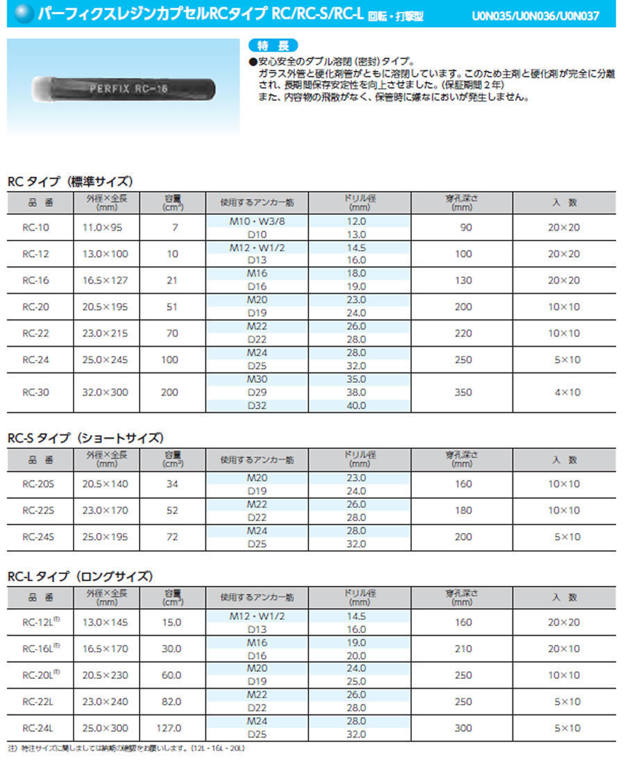 接着系アンカー各種】「ケミカルアンカー」、「ARケミカルセッター